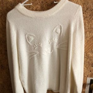 Lauren Conrad cream cat sweater